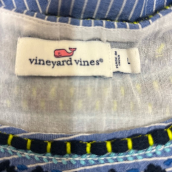 Vineyard Vines Yarn Dye Stripe Embroidered Swing Dress Size: L - Picture 6 of 11